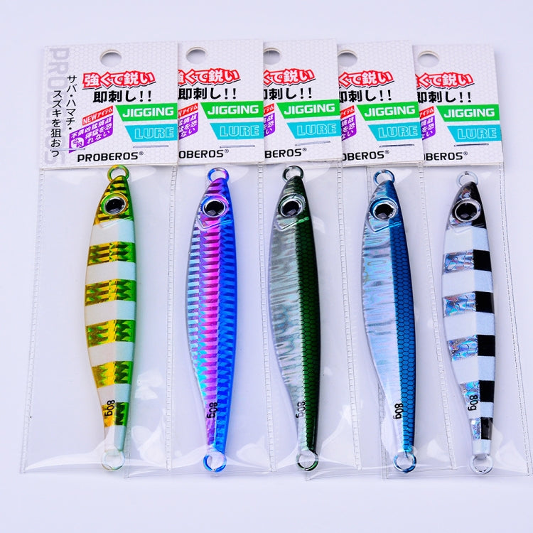 PROBEROS LF121 Fast Sinking Laser Boat Fishing Sea Fishing Lure Iron Plate Bait, Weight: 60g(Luminous Color E)