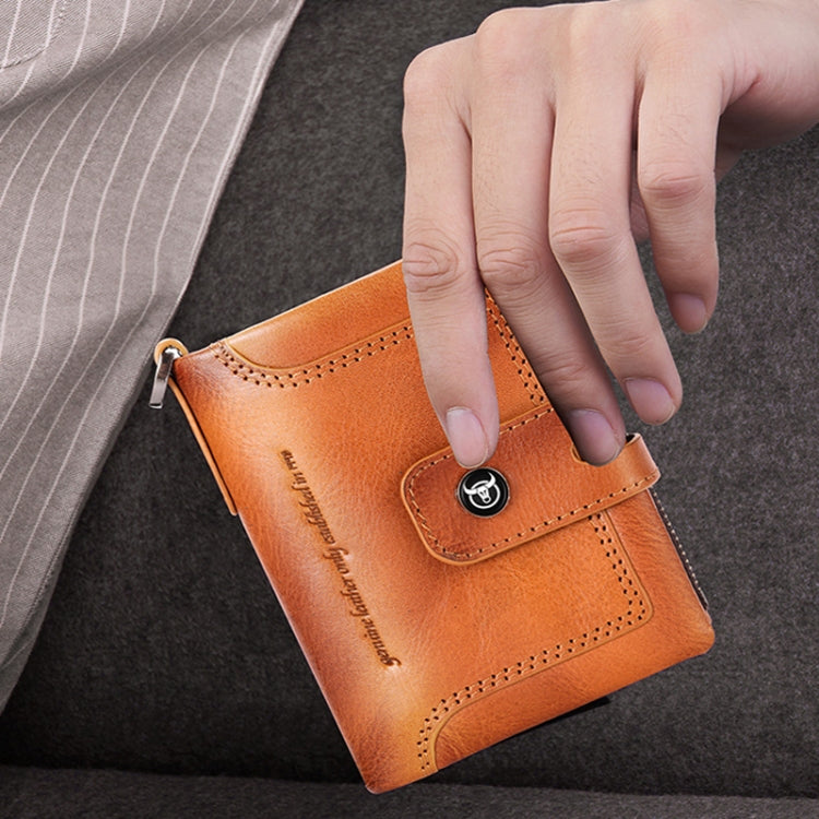 BULL CAPTAIN 088 RFID Anti-Theft Zipper Buckle Multi-Card Slot Cowhide Vertical Wallet(Black)