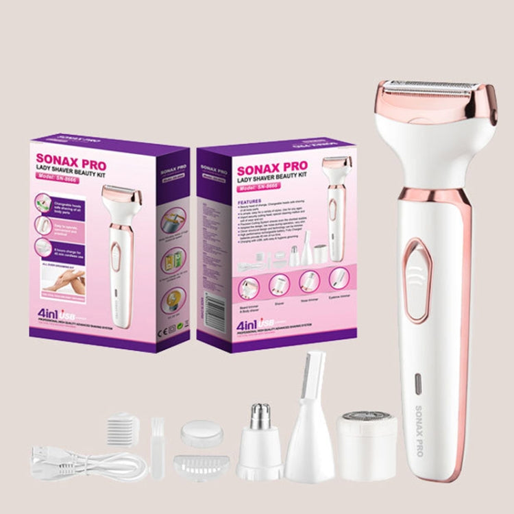 SONAX PRO SN-8666 4-in-1 Ladies Shaving Washable Rechargeable Hair Removal Device(White)