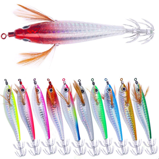 10colors /Set HENGJIA SJ055 Horizontal Luminous Wooden Shrimp Bait Bionic Faux Bait Squid Hook, Size: 10.3cm 9.4g