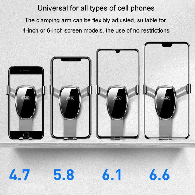 FAIK Car Cell Phone Holder Air Vent Triangle Gravity Sensor Car Phone Bracket, Color: Silver Frosted Model