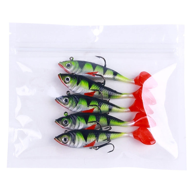 5pcs /Pack HENGJIA SO071 T-Tail Lead Fishing Lure Lua Fishing Soft Bait, Size: 8.5cm 10.6g(Red)