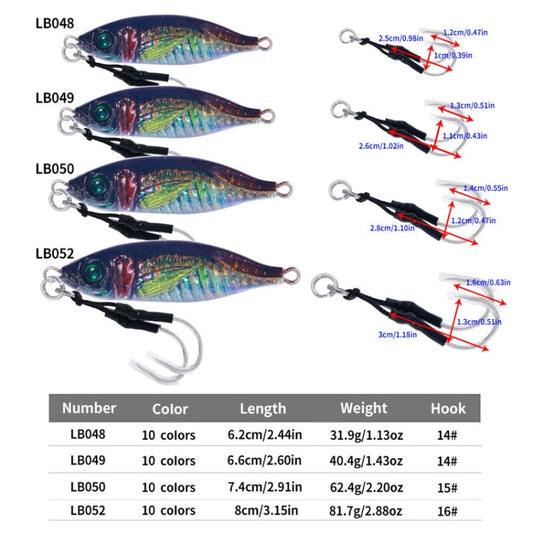10colors /Set HENGJIA Iron Plate Lead Fish Dummy Bait Slow Cranking Sea Fishing Lures, Model: 40g
