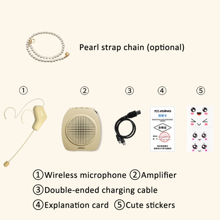 ASiNG S16 2.4G Wireless Voice Amplifier with Headset Microphone for Teachers Tour Guides Without Strap Chain