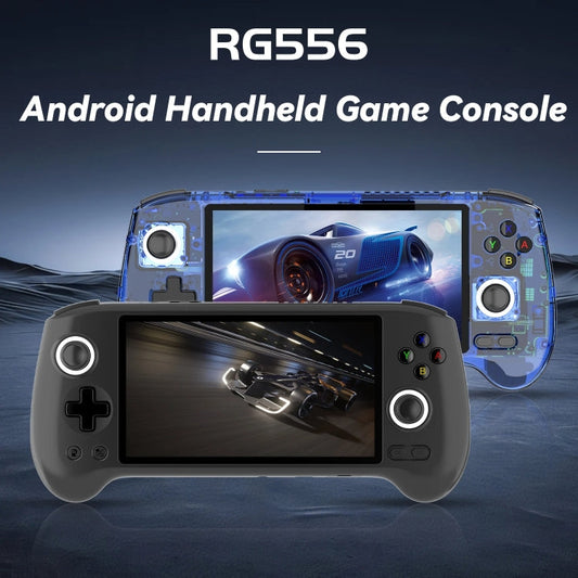 ANBERNIC RG556 Handheld Game Console Android 13 System 5.48-Inch AMOLED Screen WIFI Bluetooth Game Player 128GB+256GB(Transparent Blue)