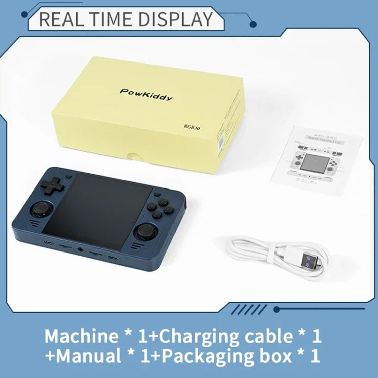 POWKIDDY RGB30 4 Inch IPS Screen Handheld Game Console Built In WIFI+Bluetooth 16GB+128GB(Blue)
