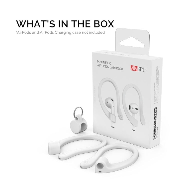 AhaStyle PT78 1pair Wireless Earphones Magnetic Silicone Storage Anti-Loss Earhooks For Apple AirPods 1 / 2 / 3 / Pro / Pro 2(White)