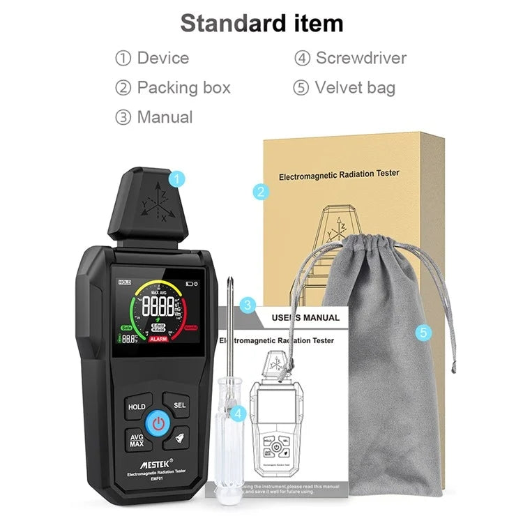 MESTEK EMF01 Electromagnetic Radiation Detector Highly Sensitive 3-Axis Sensing Probe