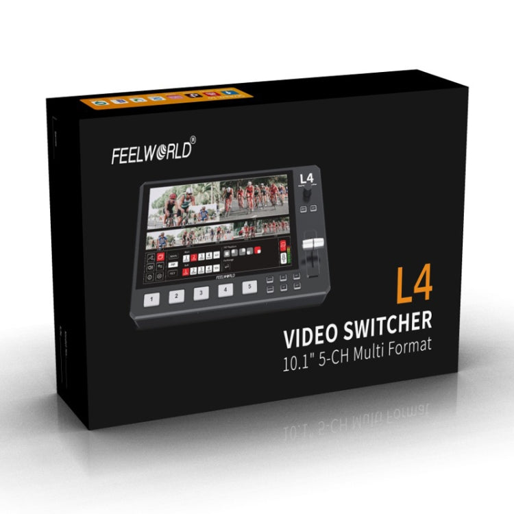 FEELWORLD L4 Multi-Camera Video Mixer Switcher 10.1" Touch Screen USB 3.0 Fast Streaming(US Plug)