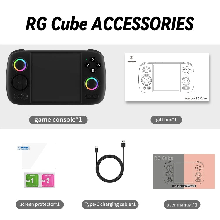 ANBERNIC RG Cube Retro Handheld Game Console With 3.95 Inch Screen T820 CPU Android 13 RGB Light With 128G TF Card(Gray)