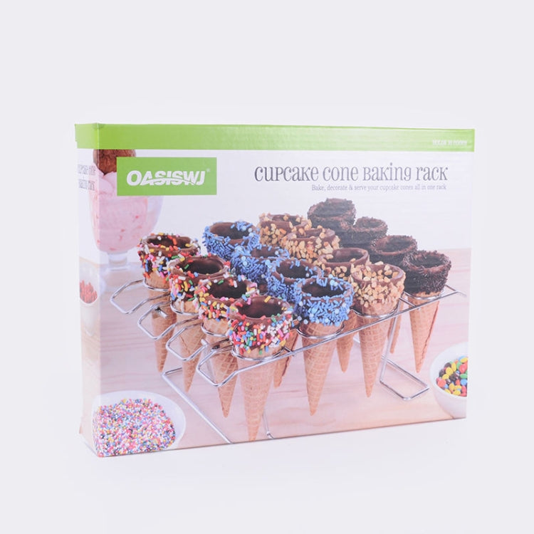 OASISWJ Baking Tools Oven Pie Net Cone Shell Rack Ice Cream Display Storage Shelf(Foldable 16 Holes)