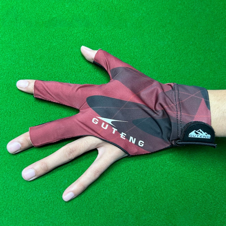 GUTENG Three Finger Thin Breathable Wear-Resistant Non-Slip Snooker Billiard Gloves, Style: Left Hand Half Finger (Printed Blue)