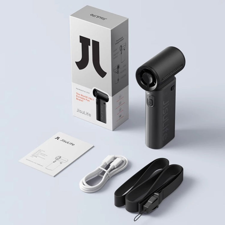 JisuLife High Speed Handheld Small Fan Mini Portable USB Rechargeable Desktop Cooling Electric Fan, Battery Capacity: 5000mAh(Black)