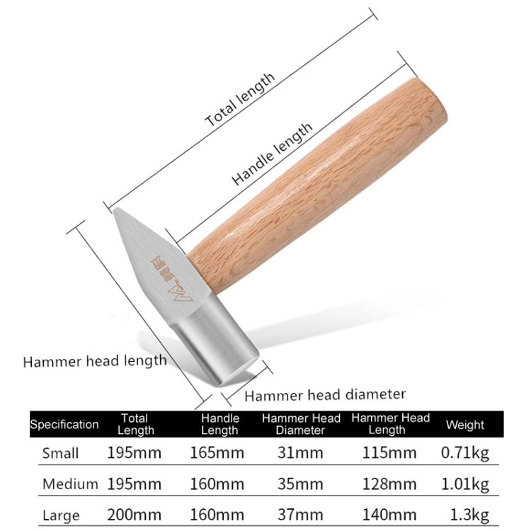 MYTEC Medium Silversmith Hammer Tool Short Handled Small Hammer Handmade Round Head Duckbill Hammer