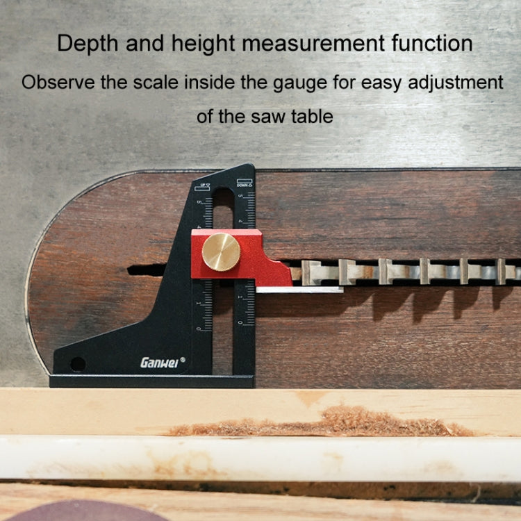 Ganwei Woodworking Height Gauge 0-50mm Aluminum Alloy Adjustable Tablesaw Depth Measuring Tool(Black)