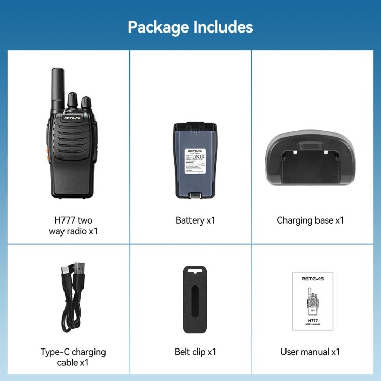 RETEVIS H777 16 Channels Compact Portable Handheld Walkie Talkie With Charging Base, Style: FRS