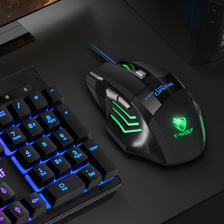 T-WOLF M1 7-keys RGB Atmosphere Light USB Gaming Wired Mouse(Black)