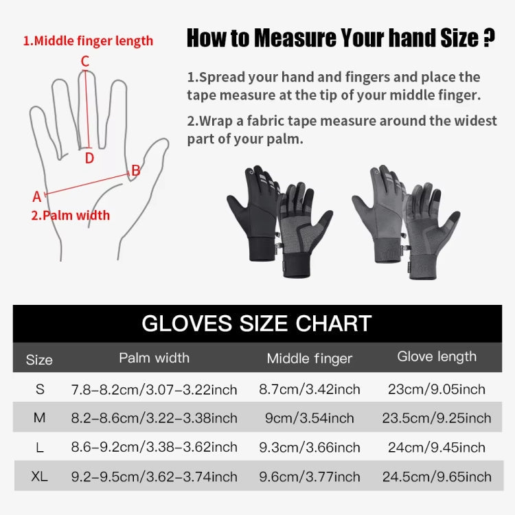 Kyncilor Velvet Warm Cycling Gloves Reflective Touch Screen Ski Water-repellent Elastic Gloves, Size: M(Gray)