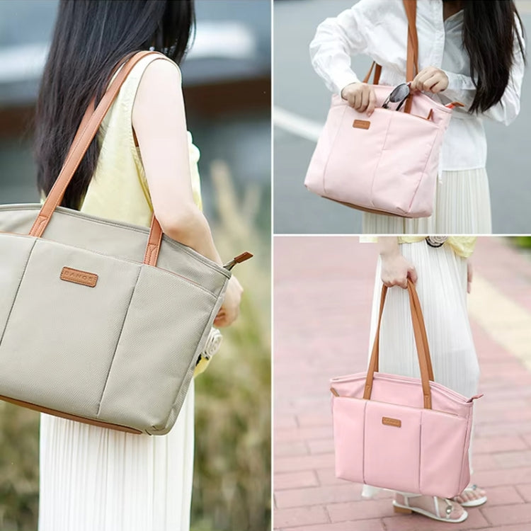 BANGE BG-6803 Ladies Commuter Tote Bag Digital Laptop Bag Large Capacity Handbag(Khaki)