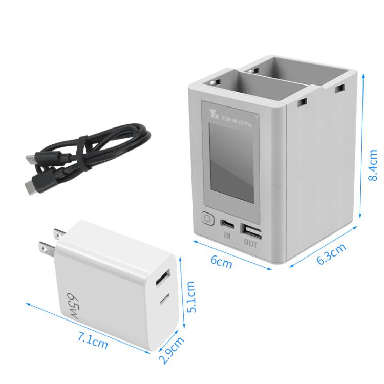 For DJI Mini 4 Pro / Mini 3 Pro / Mini 3 YX Color Screen Dual-way Charger Battery Manager Without Plug