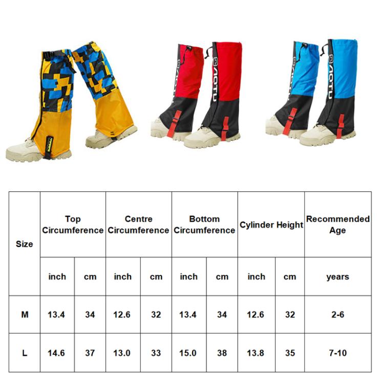 AOTU AT8913 1pair Children Riding Skiing Waterproof Calf Protectors Outdoor Sandproof Shoes Covers, Color: Red M