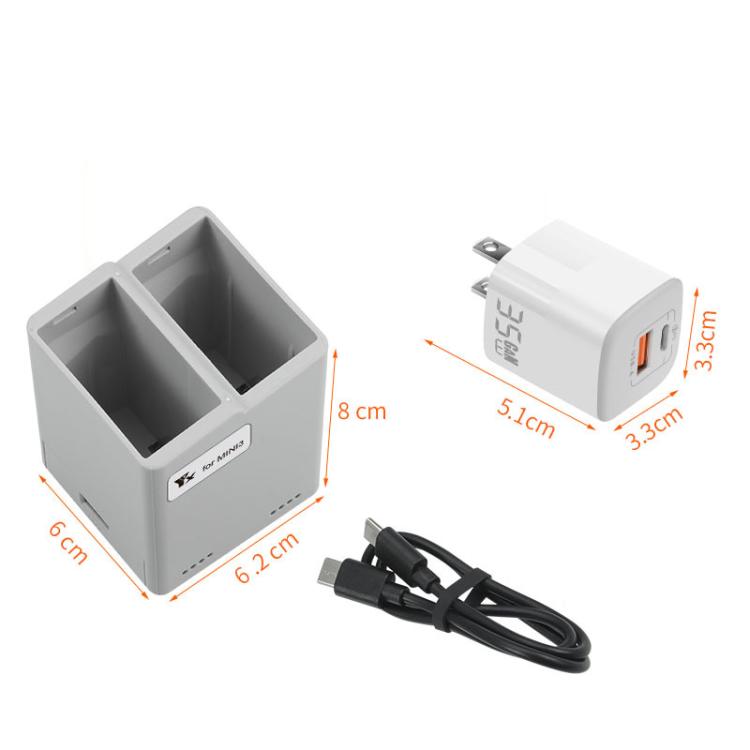 For DJI Mini 4 Pro / Mini 3 Pro / Mini 3 YX Dual-Way Charger Battery Manager With 35W EU Plug