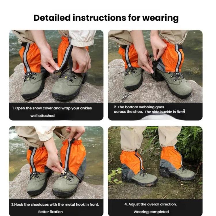 AOTU AT8917 1pair With Reflective Strip Outdoor Mountaineering Hiking Snowproof Footwear Desert Sandproof Shoe Covers(Black)