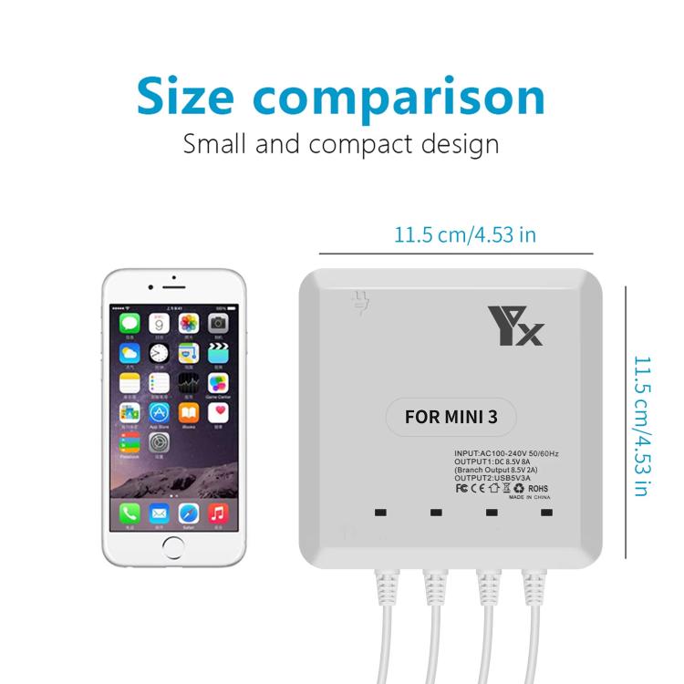 For DJI Mini 4 Pro / Mini 3 Pro / Mini 3 Drone YX 4-way Charger Battery Butler AU Plug