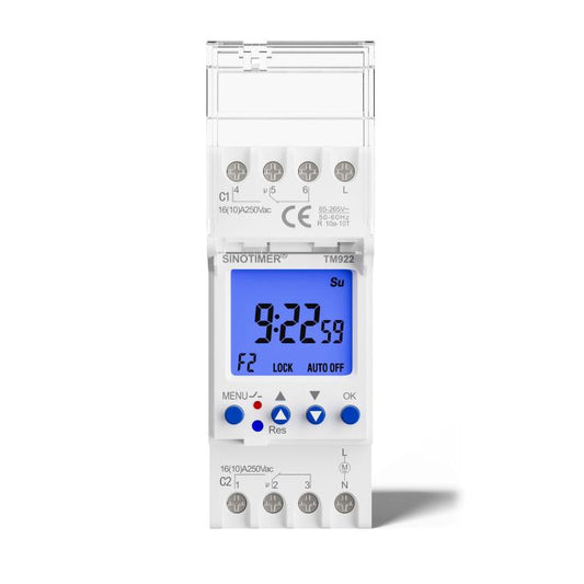 SINOTIMER TM922-4 12V 16A 2-Way Dual-Channel Second Control 7-Day Timing Switch Module DIN Mounted Timer