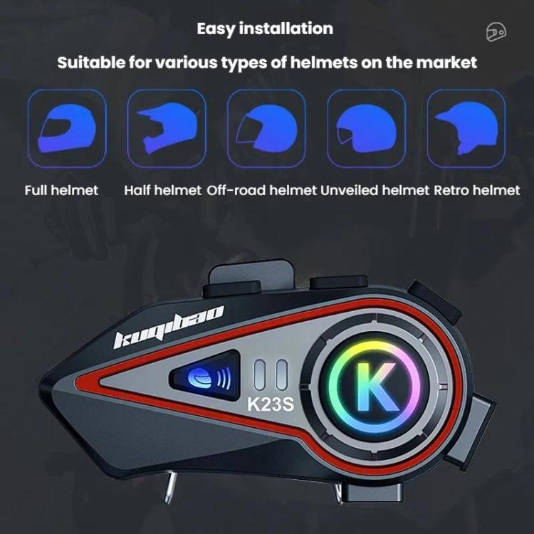 Kuqibao K23S Helmet Bluetooth Earphones 1000m Motorcycle Bluetooth-compatible 2 Person Intercom With Light Waterproof Headset(Soft Wheat)