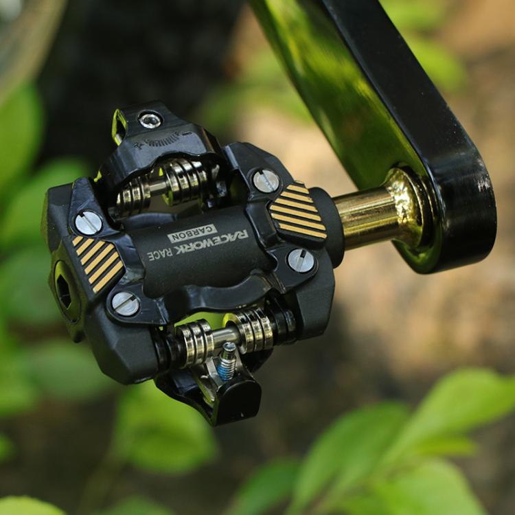 RACEWORK M8100 Mountain Bike Self-locking Pedal Ultra-light DU Bearing SPD Pedal, Color: Black Gold