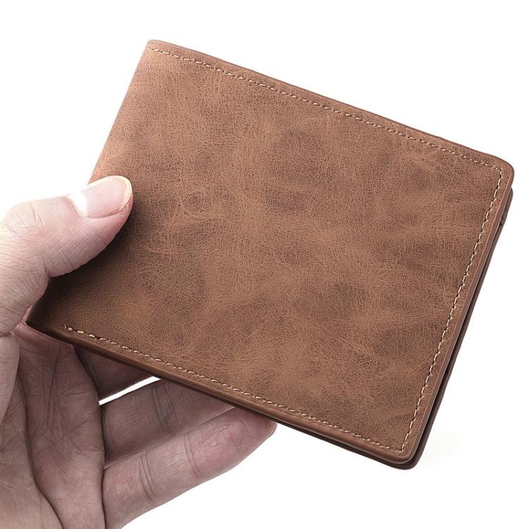 DEABOLAR Men Short Wallet Zipper Simple Soft Leather Purse Card Bag Student Retro Leather Wallet(Brown)