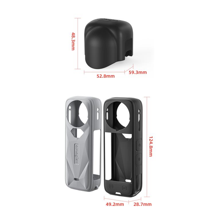 For Insta360 X5 Action Camera Protective Accessories, aMagisn Body Case+Lens Cap Black, aMagisn Body Case+Lens Cap Gray, aMagisn Body Case Black, aMagisn Body Case Gray