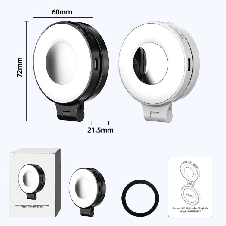 HEPAIL AC74 Magsafe Magnetic Smartphone Light Portable Handheld Selfie Light(White)