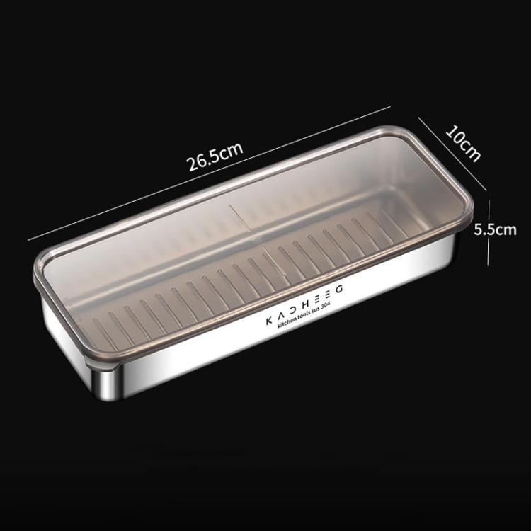 Kacheeg Stainless Steel Slim Rectangular Food Storage Container 304 Narrow Space-Saving Fridge Organizer Box, Style: Sealed
