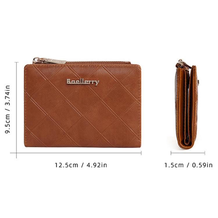 Baellerry N5115 Women Two Fold Wallet Quilted Zipper Billfold(Beige)