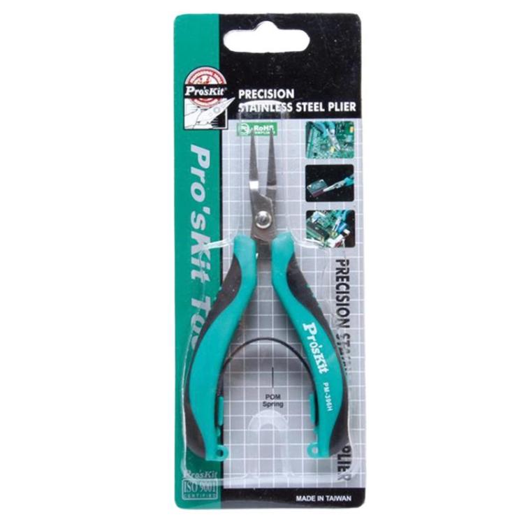 ProsKit PM-396H Stainless Steel Non-Toothed Flat-Nose Pliers Precision Electronic Flat-Jaw Pliers(Green)