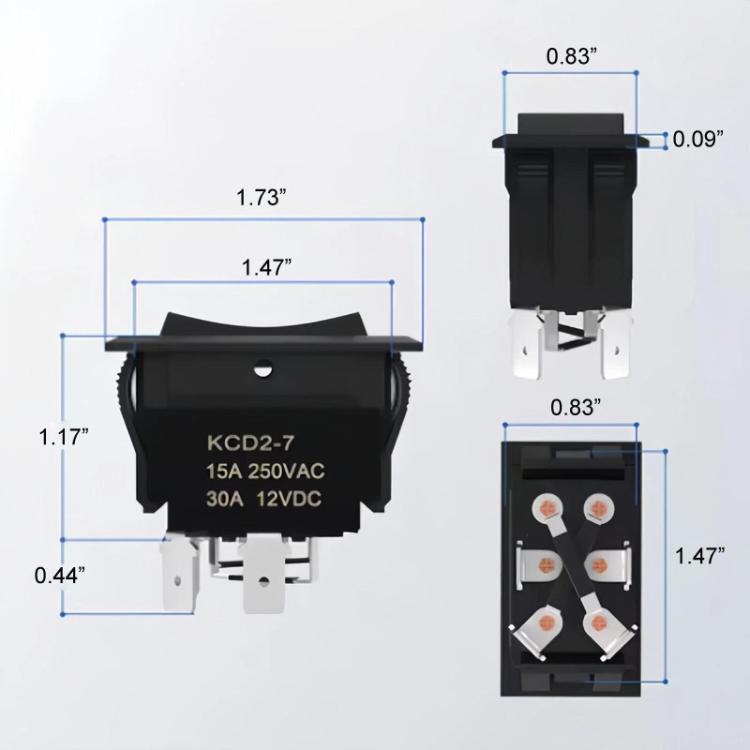 KCD2-7 4-Pin UP-DOWN Double Reset Rocker Switch Panel