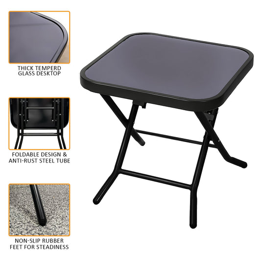 Glass Top Folding Side Square Table