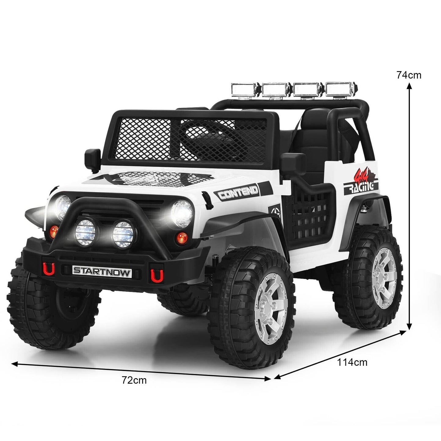 2-Seat Kids Ride on Truck with Parent Remote Control-Black-Black