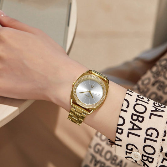 Trnda Women's Gold Stainless Steel Watch, Silver Dial | Trnda35.8