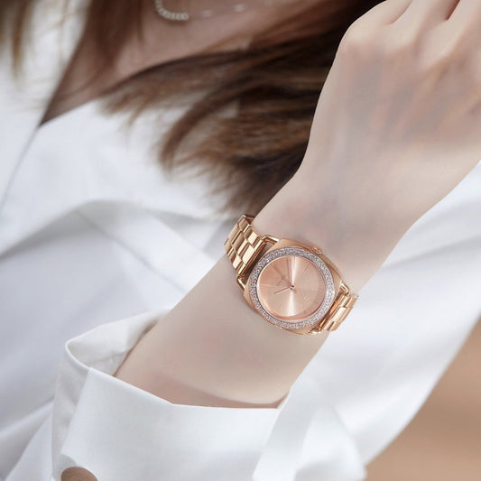 Trnda Women's Rose Gold Stainless Steel Watch, Round Dial | Trn-001