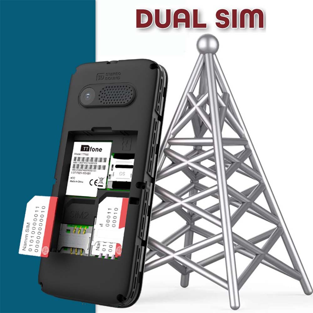 TTfone TT150 Unlocked Basic Mobile Phone UK Sim Free, Long Battery Life, Dual Sim with camera and games, easy to use, durable and light weight pay as you go - Blue with Mains Charger and EE Sim Card