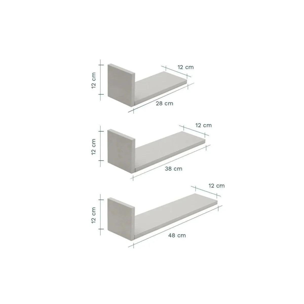 Tutti Bambini Rio Set of Three L-Shaped Wall Shelves - Dove Grey