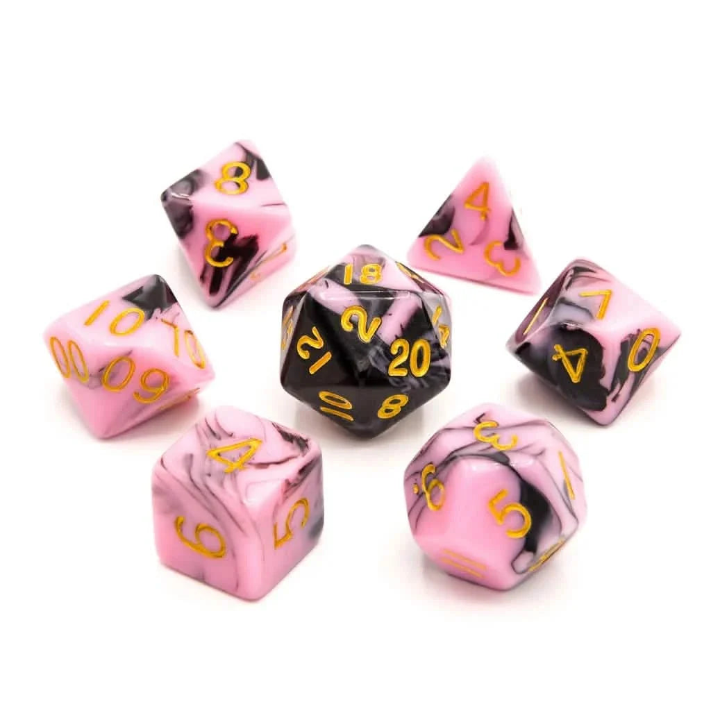 Bubblegum Midnight | Soft Edge Dice | Acrylic | 7 Piece Set