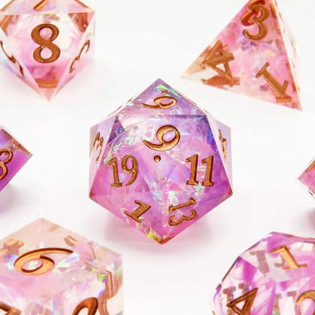 Fae Shimmer | Sharp Edge Dice | Resin | 7 Piece Set