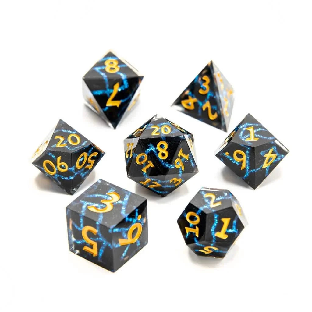 Cosmic Fracture | Sharp Edge Dice | Resin | 7 Piece Set