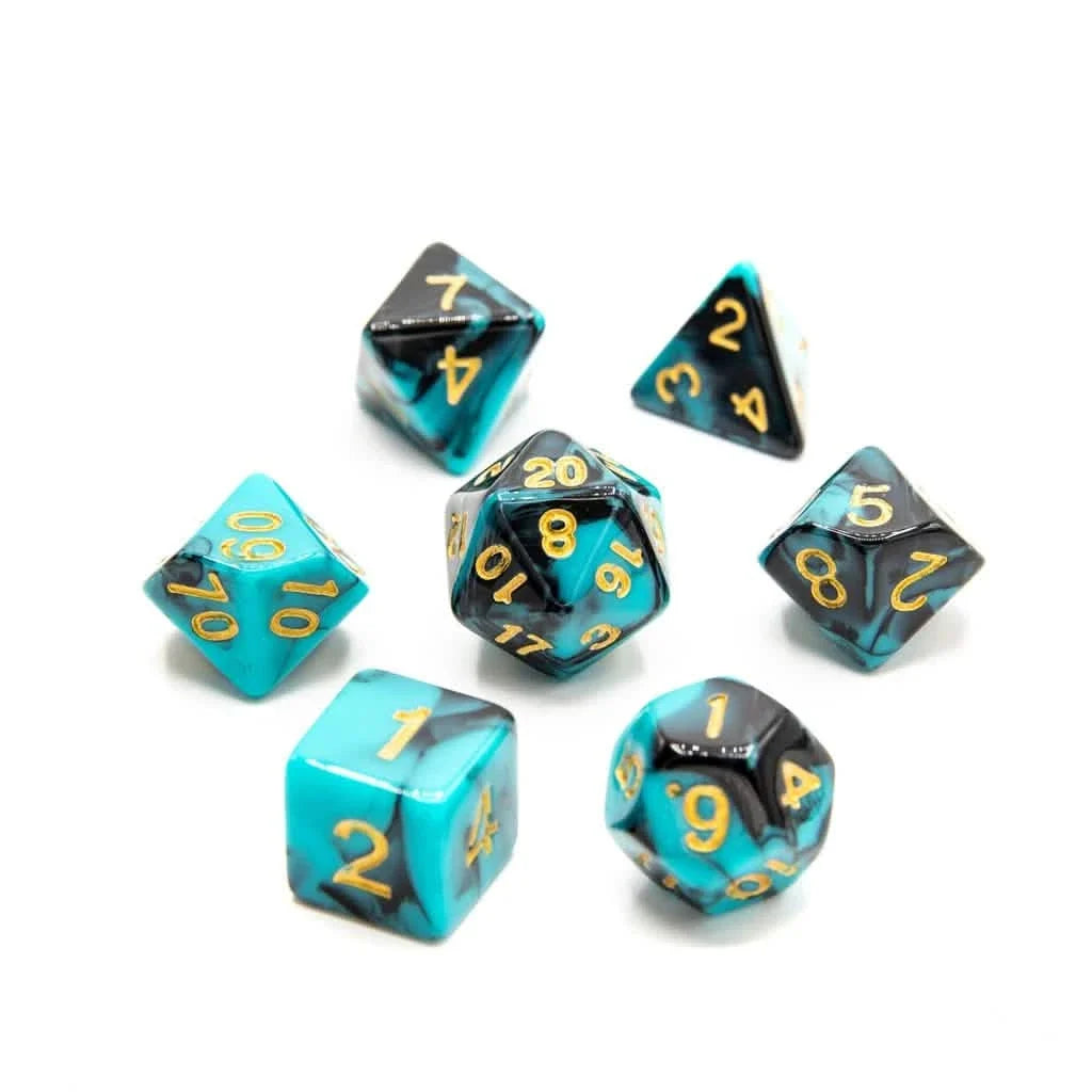Shadowed Abyss | Soft Edge Dice | Acrylic | 7 Piece Set