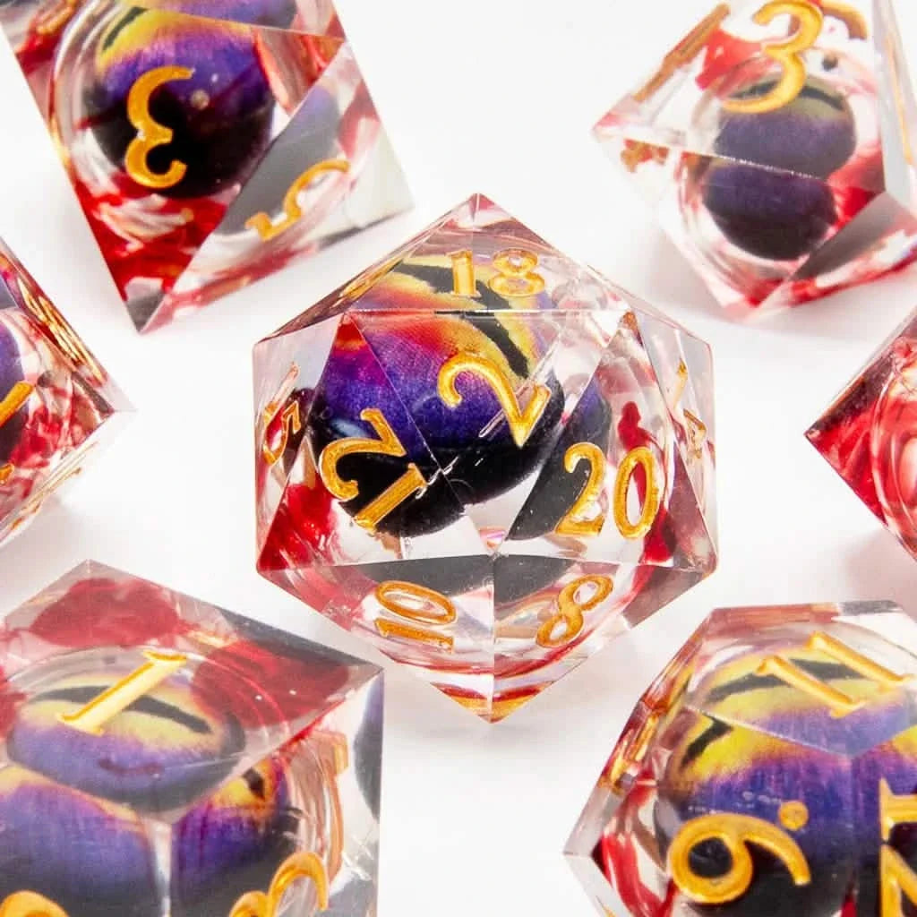 Eye of Terror | Liquid Core Dice | Resin | 7 Piece Set