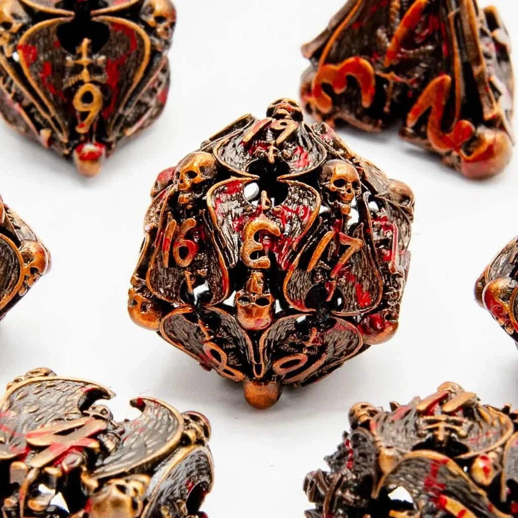 Necromancer's Gambit | Hollow Metal Dice | 7 Piece Set